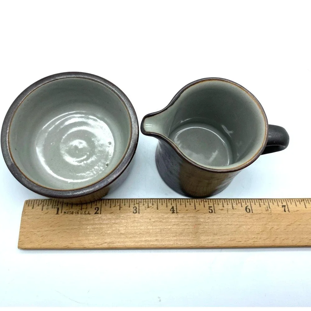 VINTAGE L Hjorth Denmark creamer‎ pitcher and sugar dish MCM Pottery